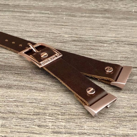 Dark Brown Rose Gold Fitbit Charge 4 Leather Band - Picture 8 of 8
